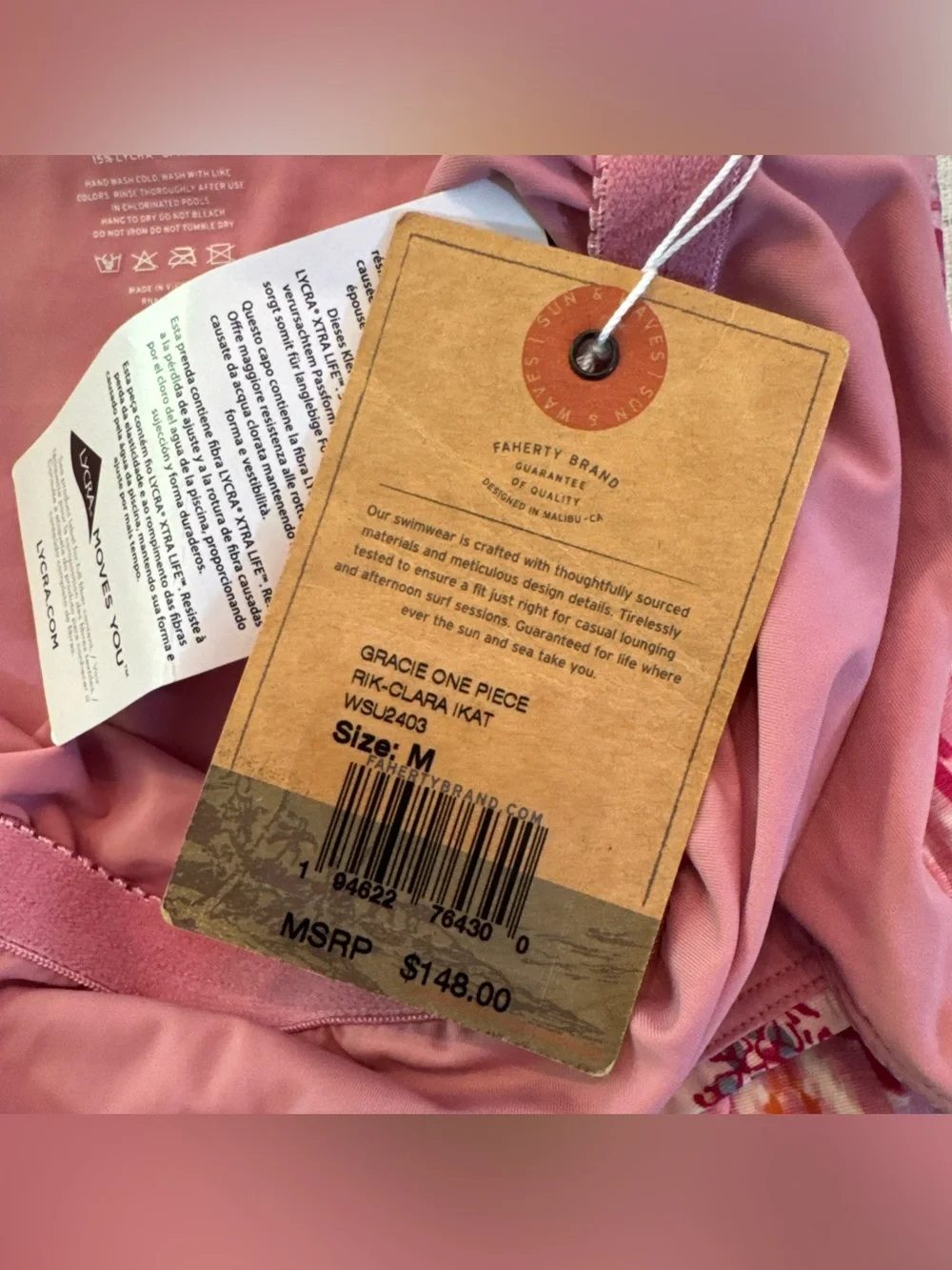 NWT Faherty Gracie One Piece Bathing Suit Size Medium Retail $148